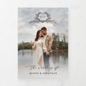 Modern Minimalist Crest monogram Wedding Invite Drieluik Programma (Cover)