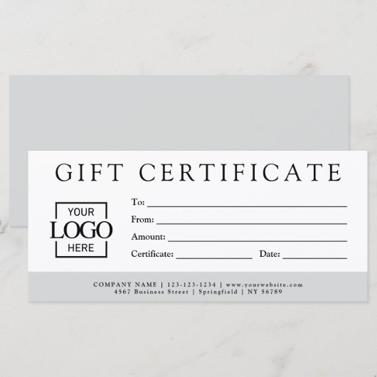 Modern Minimalist Custom Business Gift Certificate (Voorkant / Achterkant)