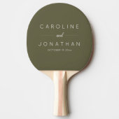 Modern Minimalist Custom Wedding Names Olive Moss Tafeltennisbatje (Voorkant)
