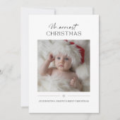 Modern Minimalist Cute Babys First Christmas Photo Feestdagenkaart (Voorkant)