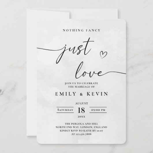 Modern Minimalist Cute Script Black White Wedding  Kaart (Voorkant)