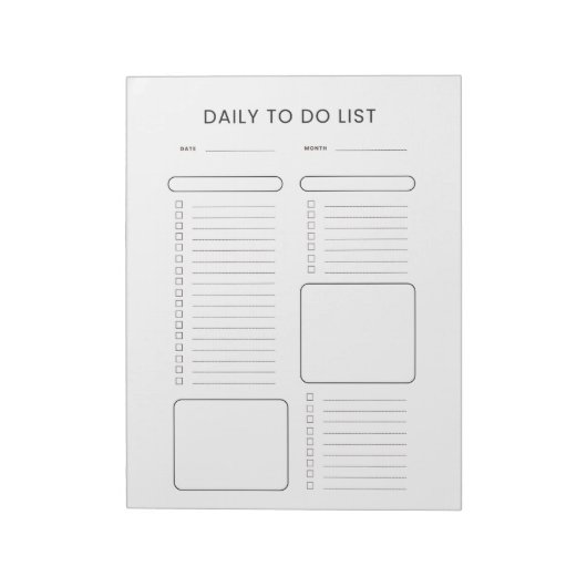 Modern Minimalist Daily To-Do List Notepad Notitieblok (Linkerzijde)