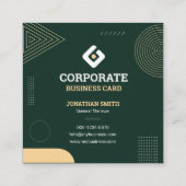 Modern Minimalist Dark Green & Gold Corporate Vierkante Visitekaartje (Achterkant)