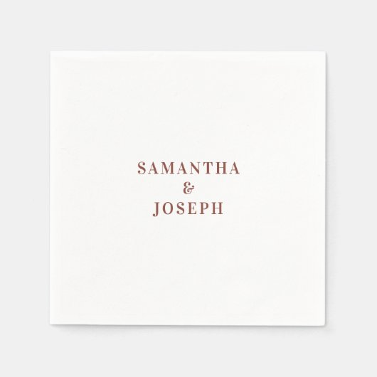 Modern minimalist Dark Terracotta Wedding Servet (Voorkant)