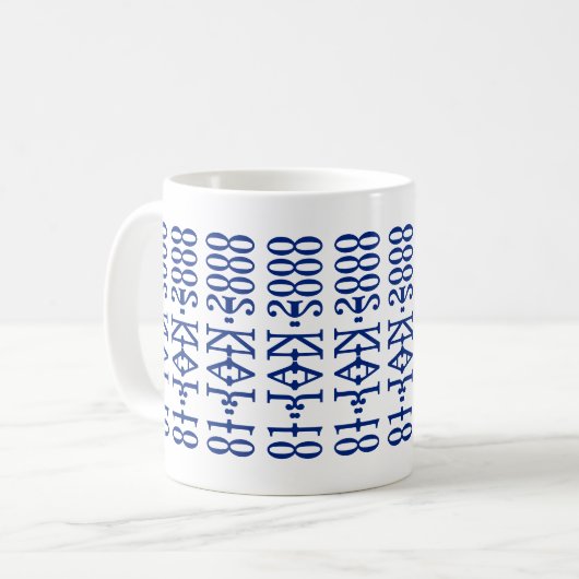 Modern Minimalist Date Hidden Message Custom Blue Koffiemok (Voorkant links)