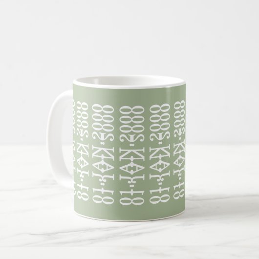 Modern Minimalist Date Hidden Message Custom Green Koffiemok (Voorkant links)