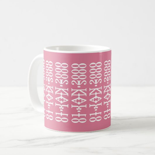 Modern Minimalist Date Hidden Message Custom Pink Koffiemok (Voorkant links)