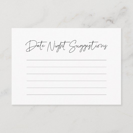 Modern Minimalist Date night ideas Informatiekaartje (Voorkant)