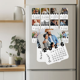 Modern Minimalist December 2026 Photo Calendar Magneet