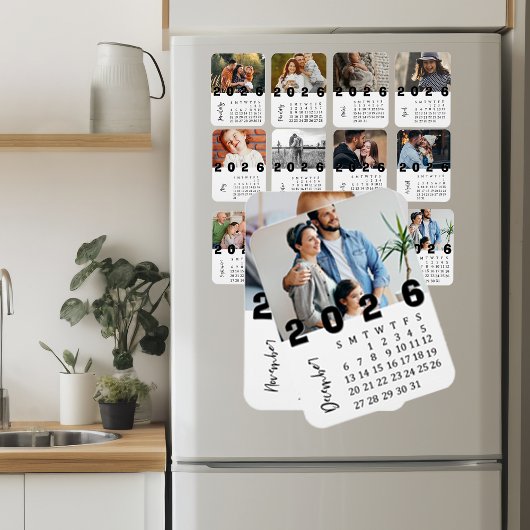 Modern Minimalist December 2026 Photo Calendar Magneet