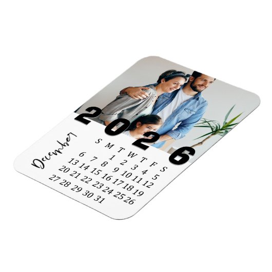 Modern Minimalist December 2026 Photo Calendar Magneet (Linkerzijde)