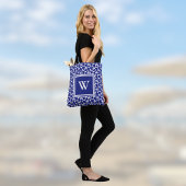 Modern Minimalist Deep Blue and White Paisley Tote Bag