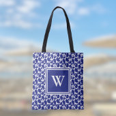 Modern Minimalist Deep Blue and White Paisley Tote Bag
