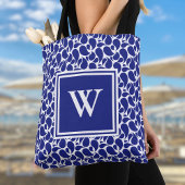 Modern Minimalist Deep Blue and White Paisley Tote Bag