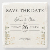 Modern Minimalist Design Save The Date Stenen Onderzetter (Voorkant)