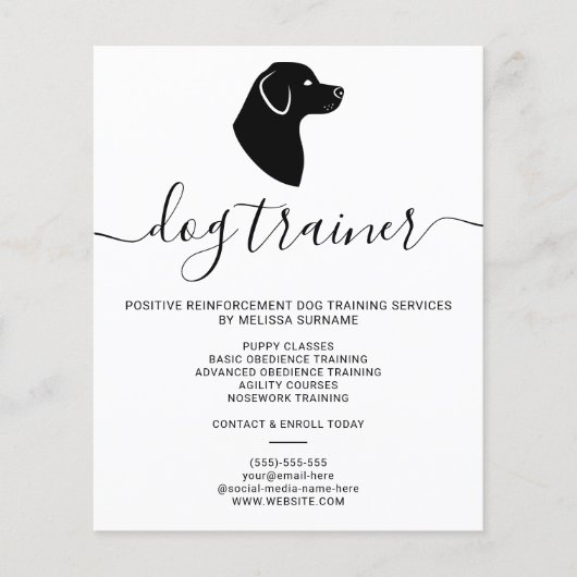 Modern minimalist Dog Silhouette - Dog Trainer Flyer (Voorkant)