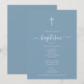 Modern minimalist Dusty Blue Christening Baptisme Kaart (Voorkant / Achterkant)