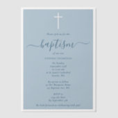 Modern minimalist Dusty Blue Christening Baptisme Vellum Uitnodigingen (Voorkant)