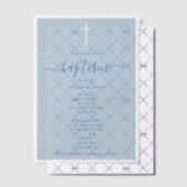 Modern minimalist Dusty Blue Christening Baptisme Vellum Uitnodigingen (Offset (Uitnodiging))