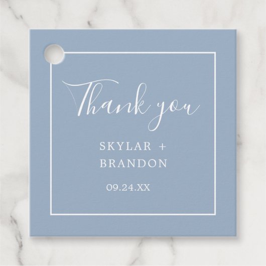 Modern Minimalist Dusty Blue dank u Bedankjes Labels (Voorkant)