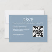 Modern minimalist dusty blue QR code wedding  RSVP Kaartje (Voorkant)