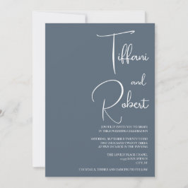 Modern Minimalist Dusty Blue Wedding  Kaart
