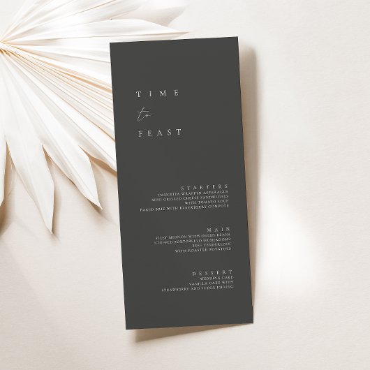 Modern Minimalist Dusty Gray Wedding Flat Menu