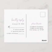 Modern minimalist Dusty Lavender Wedding RSVP Briefkaart (Achterkant)