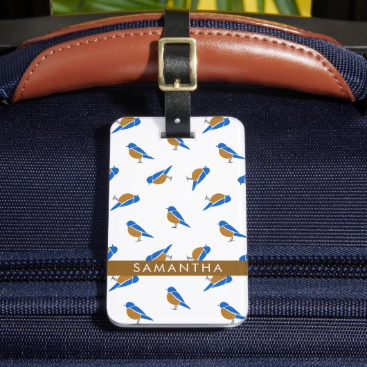 Modern Minimalist Eastern Bluebird Pattern Bagagelabel (Voorkant Insitu 2)