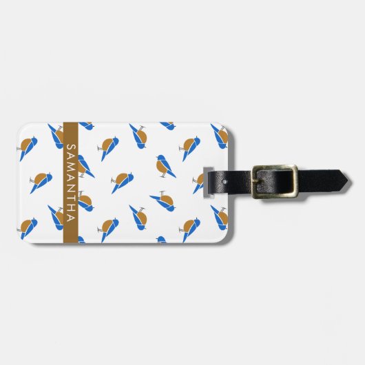 Modern Minimalist Eastern Bluebird Pattern Bagagelabel (Voorkant horizontaal)