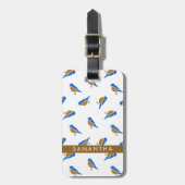 Modern Minimalist Eastern Bluebird Pattern Bagagelabel (Voorkant verticaal)