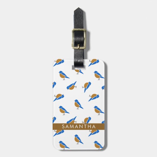 Modern Minimalist Eastern Bluebird Pattern Bagagelabel (Voorkant verticaal)