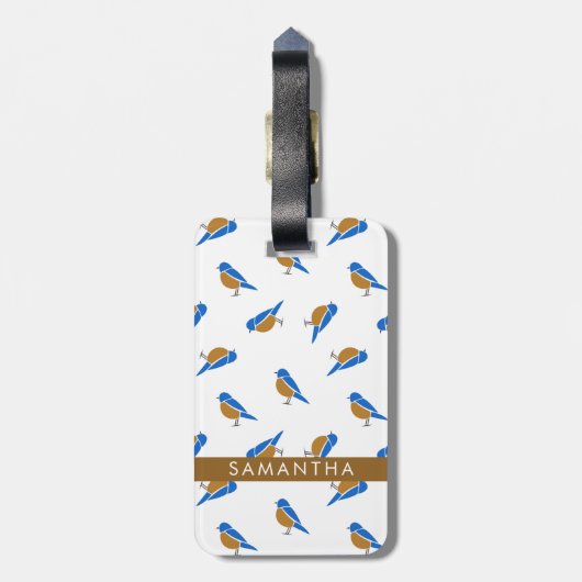 Modern Minimalist Eastern Bluebird Pattern Bagagelabel (Achterkant verticaal)