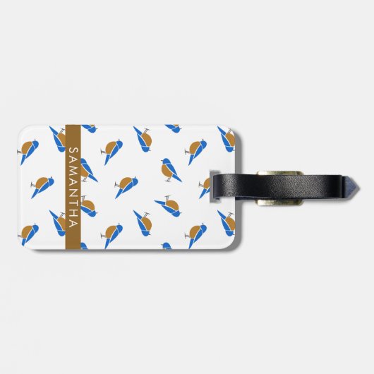 Modern Minimalist Eastern Bluebird Pattern Bagagelabel (Achterkant horizontaal)
