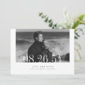 Modern Minimalist Editorial Black and White Photo Save The Date (Staand voorkant)