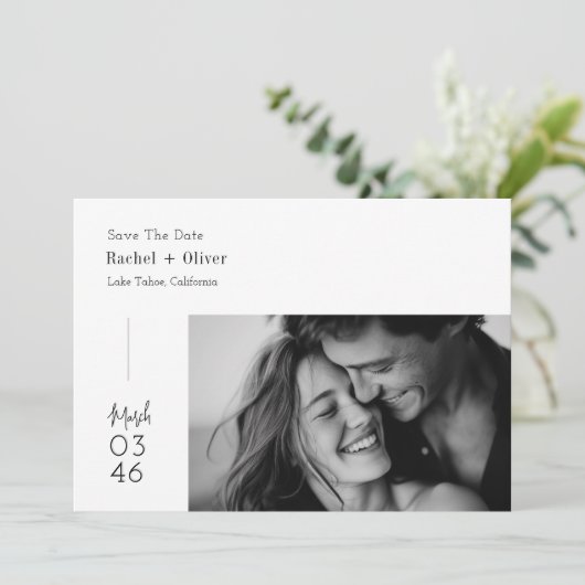 Modern Minimalist Editorial Photo Save the Date (Staand voorkant)