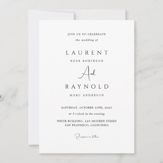 Modern Minimalist Elegant Black White  Kaart (Voorkant)