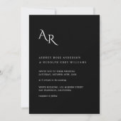 Modern Minimalist Elegant Black White Wedding Kaart (Voorkant)
