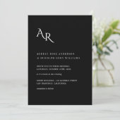 Modern Minimalist Elegant Black White Wedding Kaart (Staand voorkant)