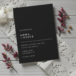 Modern Minimalist Elegant Black White Wedding Kaart
