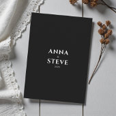 Modern Minimalist Elegant Black White Wedding Kaart
