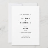 Modern Minimalist Elegant Black White Wedding Kaart (Achterkant)