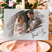 Modern Minimalist Elegant Brush Stroke Thank You Kaart