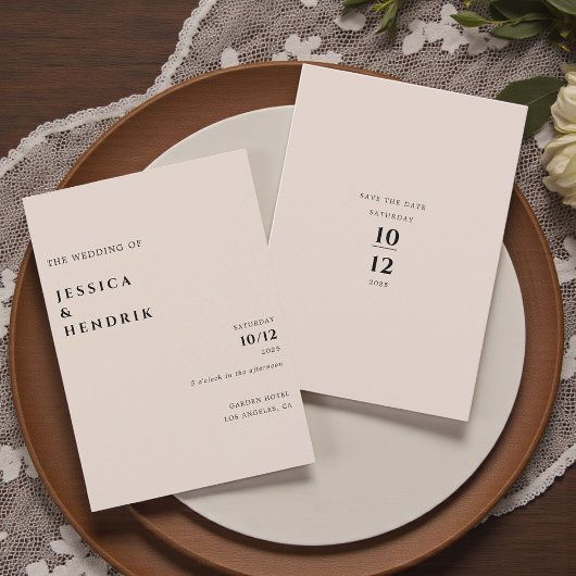 Modern Minimalist Elegant Champagne Wedding Kaart