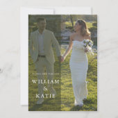 Modern Minimalist Elegant Clean Photo Wedding  Kaart (Voorkant)
