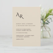 Modern Minimalist Elegant Cream Black Wedding Kaart (Staand voorkant)