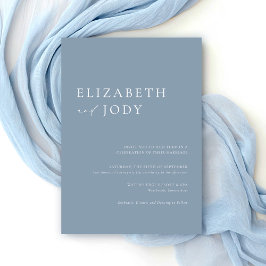 Modern Minimalist Elegant Dusty Blue Wedding  Kaart