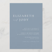 Modern Minimalist Elegant Dusty Blue Wedding Kaart (Voorkant)