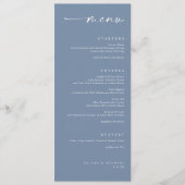 Modern Minimalist Elegant Dusty Blue Wedding Menu (Voorkant)