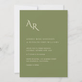 Modern Minimalist Elegant Green Cream Wedding Kaart (Voorkant)